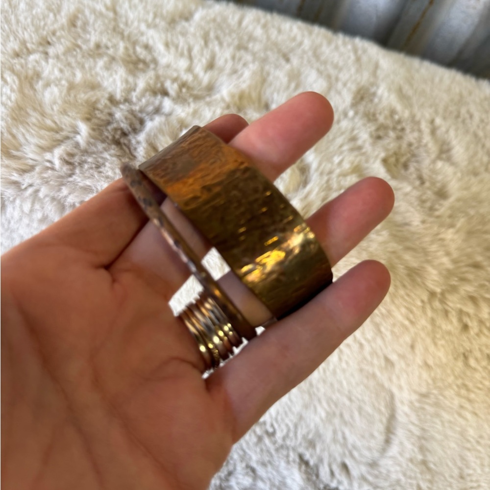 Rustic Hand Crafted Copper Cuff And Bangle Set - image 3